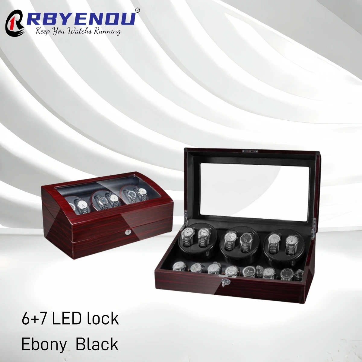 For Rolex Luxury Watchs Display Box Rotatable Watch Winders Box LED Lock Watch Case 7 + 6 WatchWinder Personalized watch winder watch display case