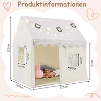 Tente d'intérieur pour enfants, maison de jeu pour enfants avec polymères et lumières, tente de jeu avec bannière et fenêtres, garçons et filles de 1 à 8 ans 3