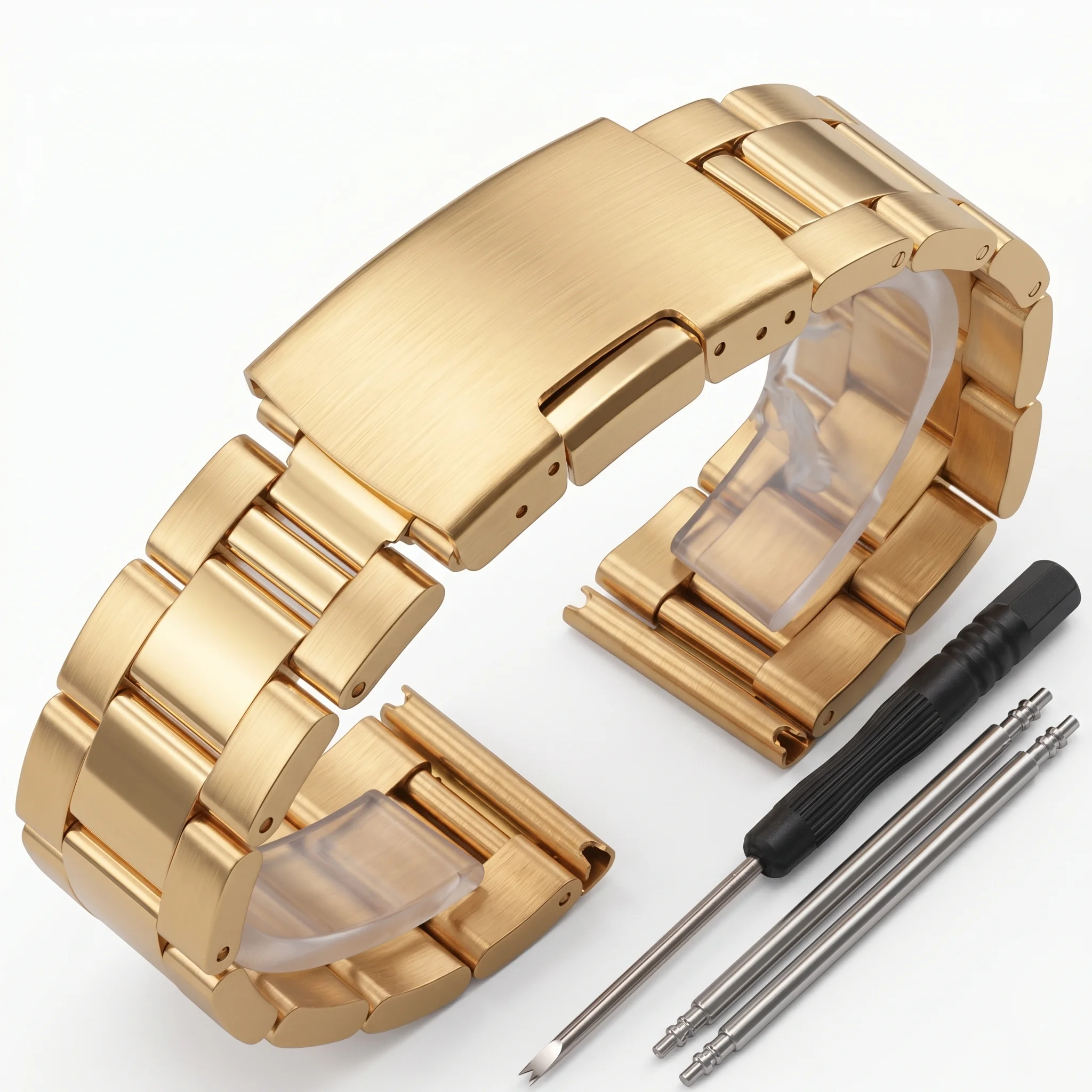 Stainless Steel Watch Band Strap - Silver, Gold, Black Bracelet - 18-24mm Adjustable Watch Accessory