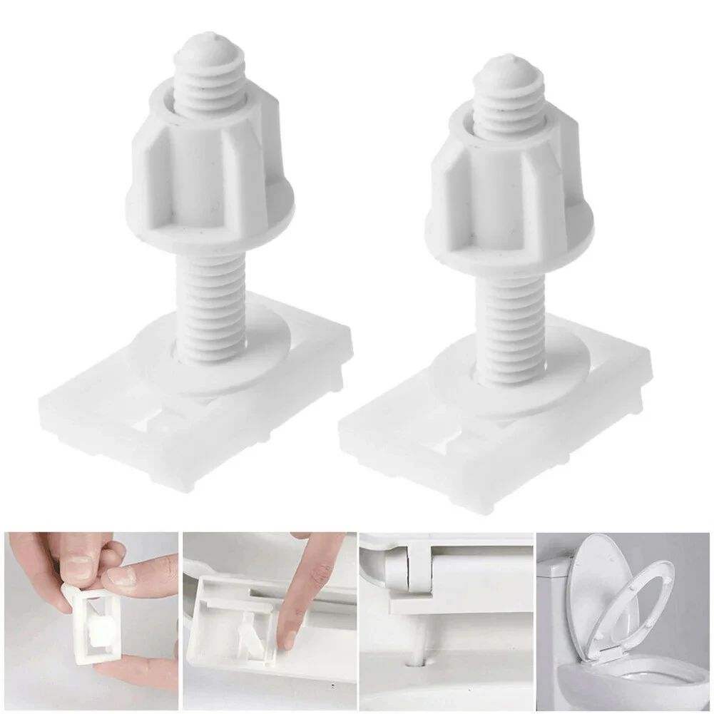 Plastic Toilet Seat Hinge Repair Bolts + Fitting Screws +Washers Kit Accessories Universal Household Replacement