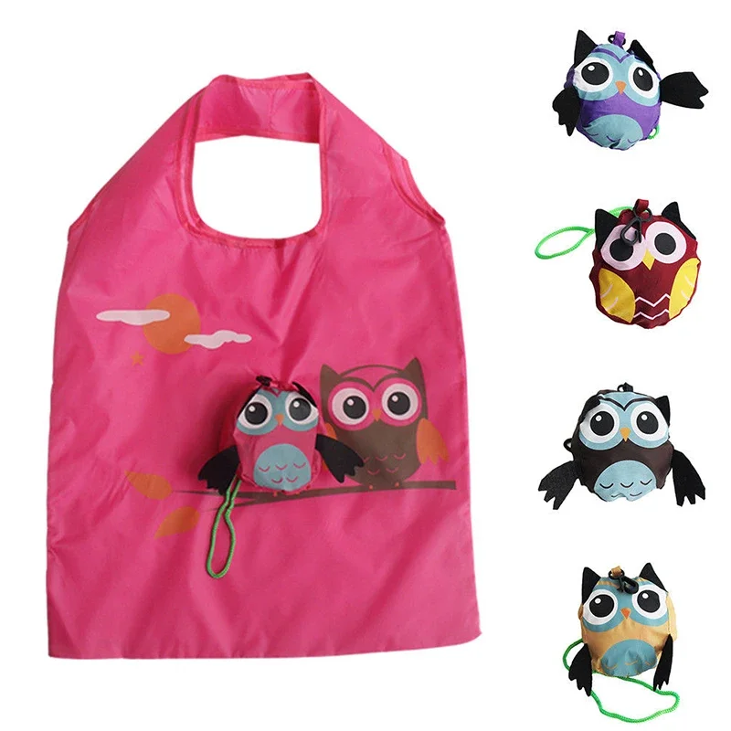 

Cute Animal Owl Shape Foldable Shopping Bag Reusable Tote Bag Portable Travel Shoulder Bag Folding Storage Bags Organizator