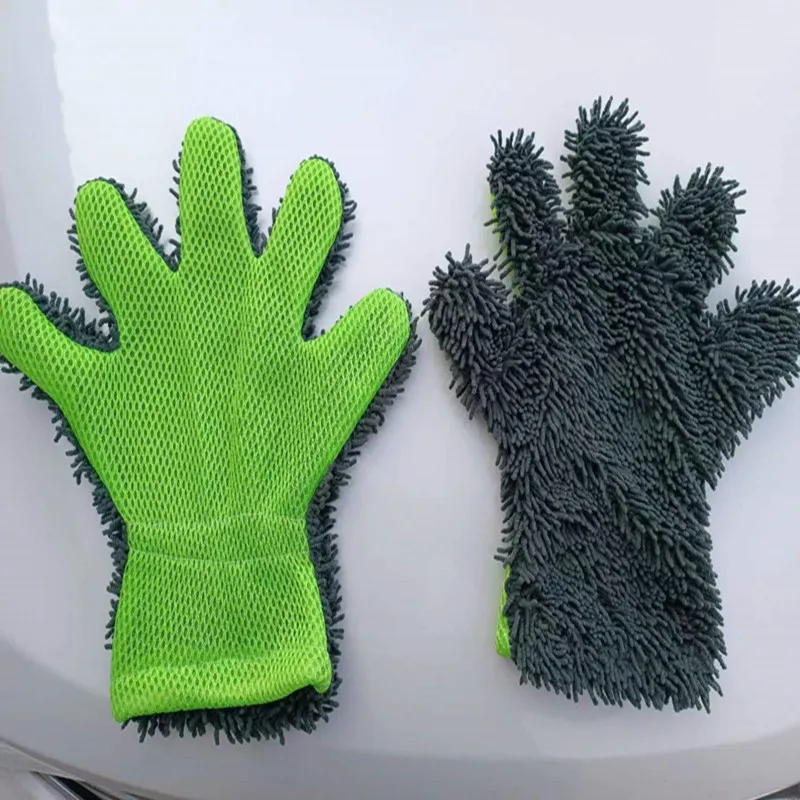 Car Cleaning Gloves Coral Velvet Five-finger Big Bear Paw Wipe Car Dust Removal Wash Thumb Gloves Wash Supplies Tools