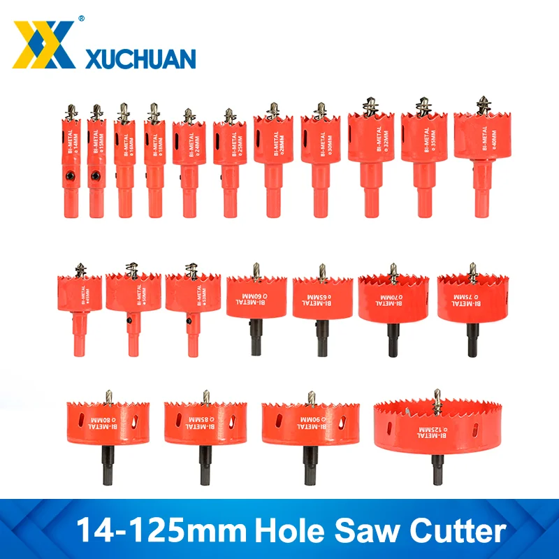 

Metal Hole Saw Set HSS Drill Bit 14-125mm Carbide Tip For Metalworking Tools Hole Cutter Drilling Core Drill Bits