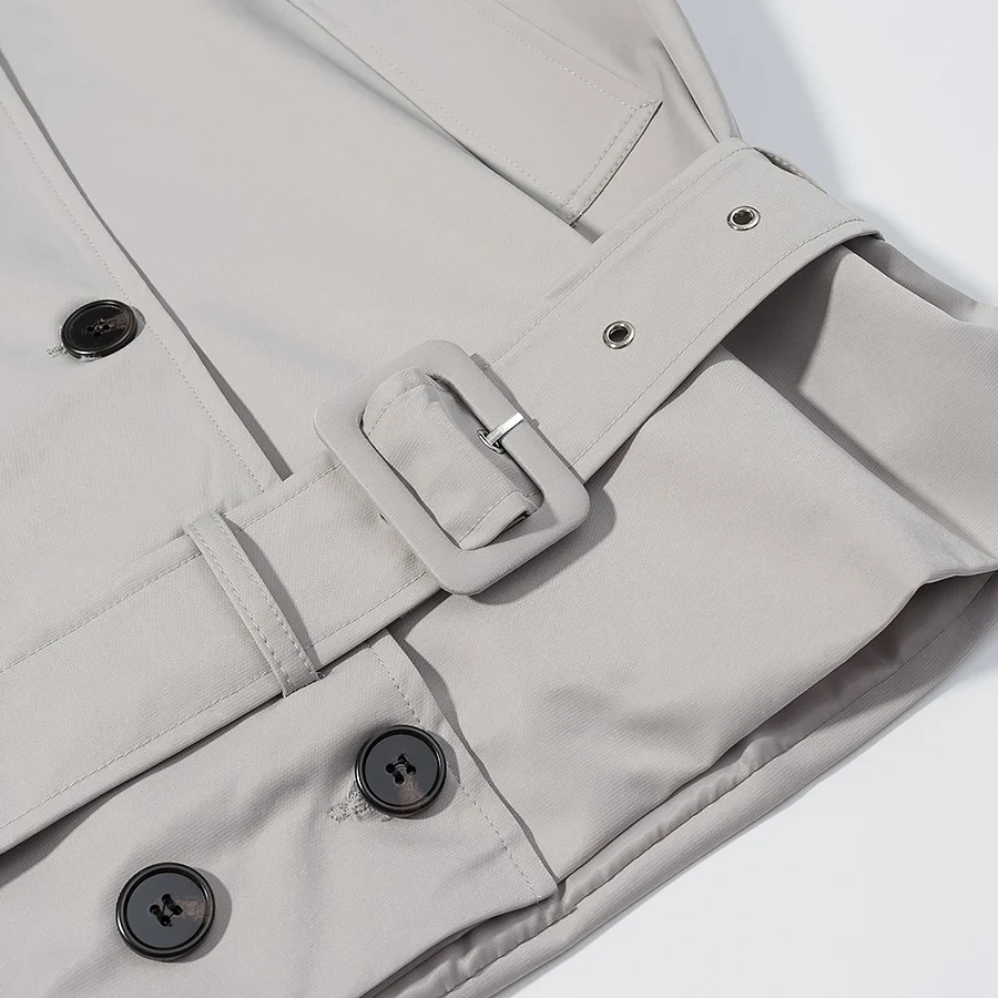 Women's Fashionable Double-Breasted Jacket Coat Female Elegant Full Sleeve High Collar Windbreaker Lady Trench Coat Streetwear