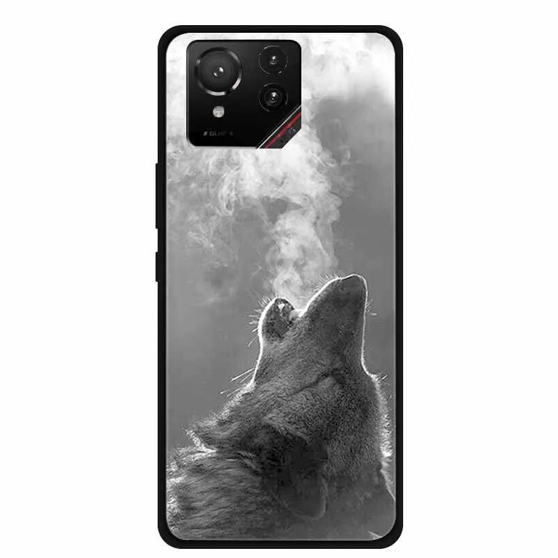 Cartoon Printed Soft Black Silicone Phone Case