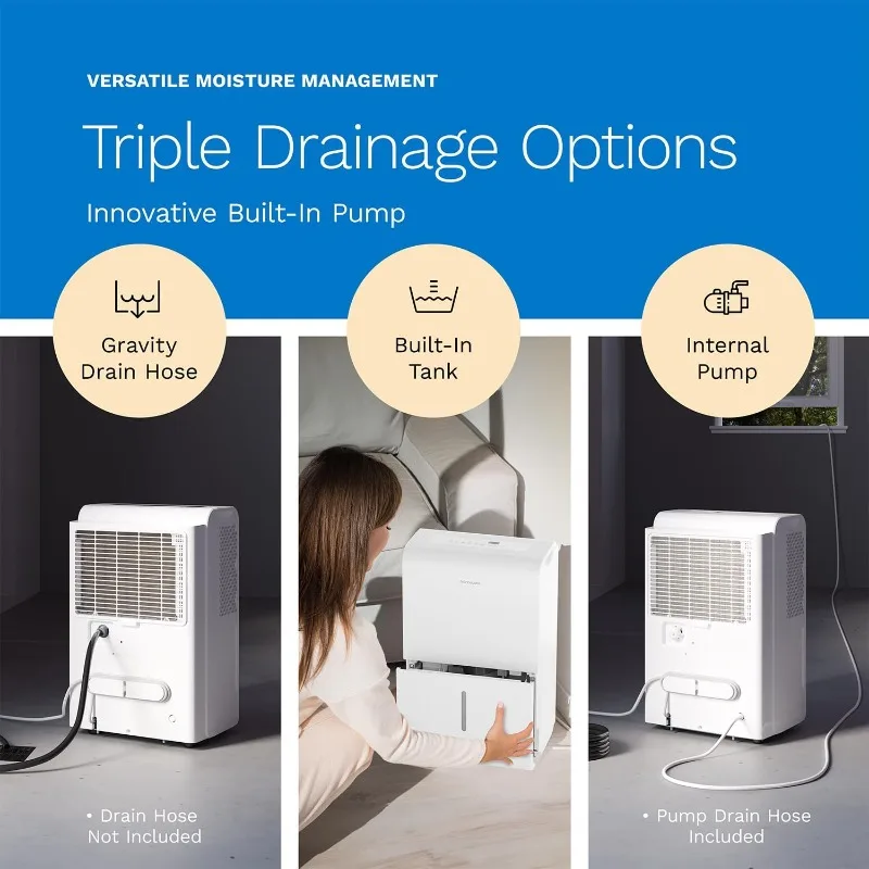 hOmeLabs 4500 Sq. Ft. WiFi-Enabled Dehumidifier with Pump -Superior Moisture Removal & Humidity Control for Large Rooms, Offices 2