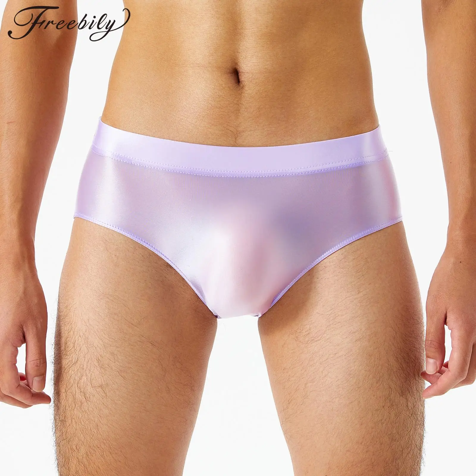 

Men Briefs Satin Glossy Slim Underpant Bulge Pouch Low Waist Gay Man Panties Underwear Oil Shiny Underwear Stretch Solid Color