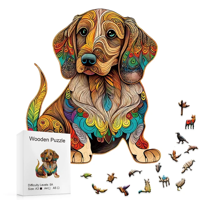 Wooden Puzzle, Special-shaped Animal Dog Jigsaw Puzzle, Adult