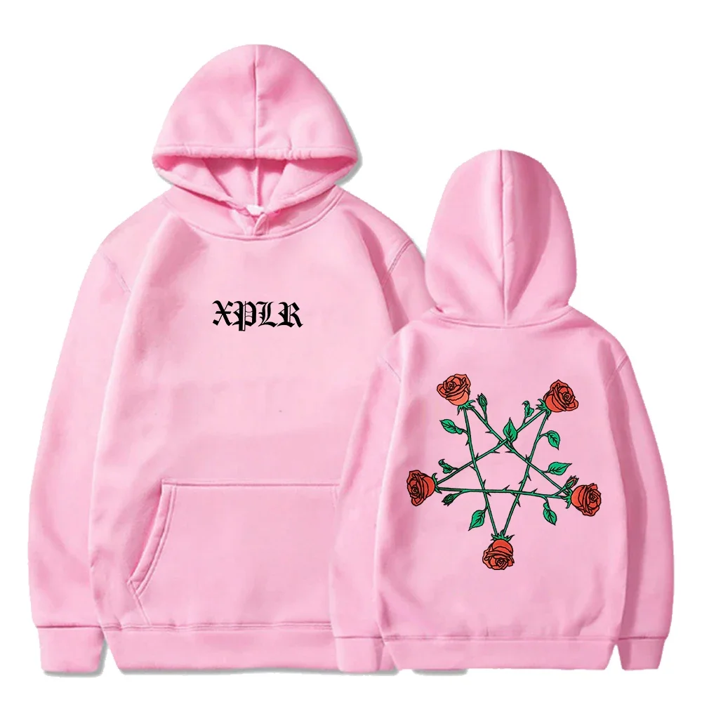 2024 XPLR Sam y Colby Pentagram Roses Sudadera con capucha 2024 Parejas Merchandising Ropa de calle de manga larga Mujeres Hombres Sudadera con capucha Moda Clo