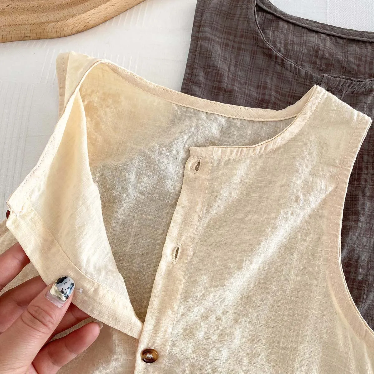 Linen Kids Vest and Shorts Summer Clothing Set