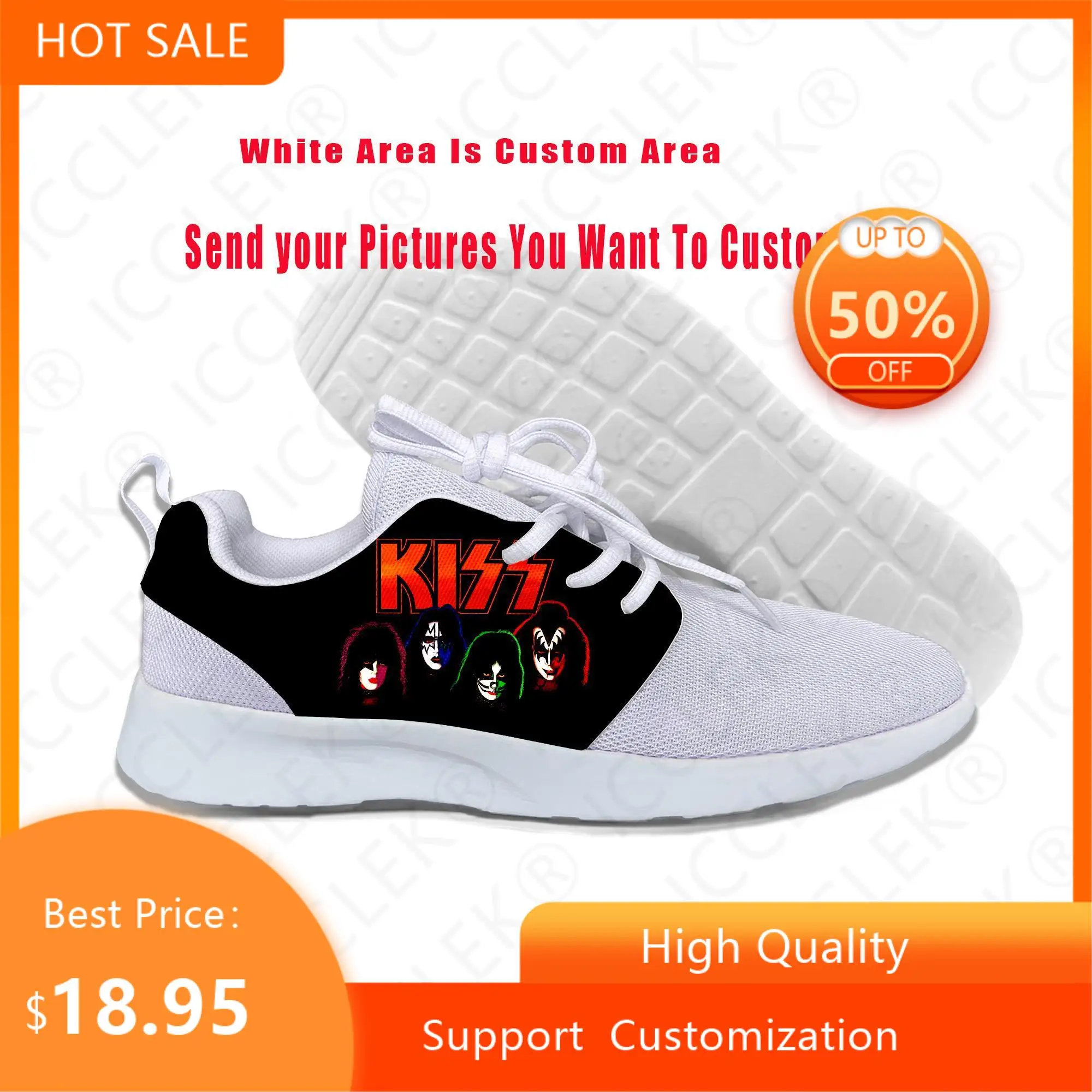 Hot New Summer Fashion Top Heavy Metal Rock Kiss Band Classic Board Shoes Mens Womens Lightweight Sports Shoe Latest Sneakers
