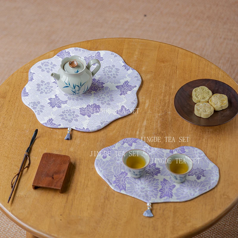 Brocade Dried Tea Mat Household Tea Table Insulation Pad Zen Table Double-sided Mat TeaSet Accessories Tea Towels