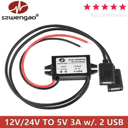 Universal Car USB Type - C Power Converter with Reverse Protection - 15W 5V 3A Output (Dual Square USB)
