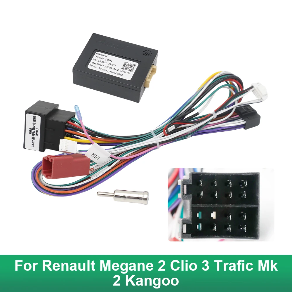 Audio cable,car wire cable adapter,car stereo accessories 16 Pin Canbus Android Player Power Cable Audio Adaptor Dash Trim kit Facia Panel For RENAULT Megane 2 Clio 3 Clio3 2004-2007