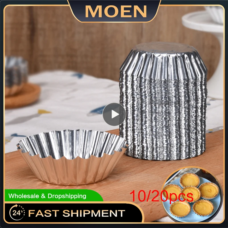 

10/20pcs Nonstick Aluminum Alloy Cake Egg Baking Mold Reusable Pudding Cupcake Mold Egg Tart Mold Kitchen Tools Pastry Tools