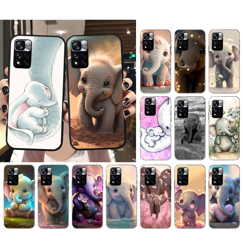 

Cute Baby Elephants Phone Case For Xiaomi Redmi Note 12 Pro 11S 11 10 Pro 10S Note 12R 12S 12 ProPlus Redmi 10 9C 10C Funda