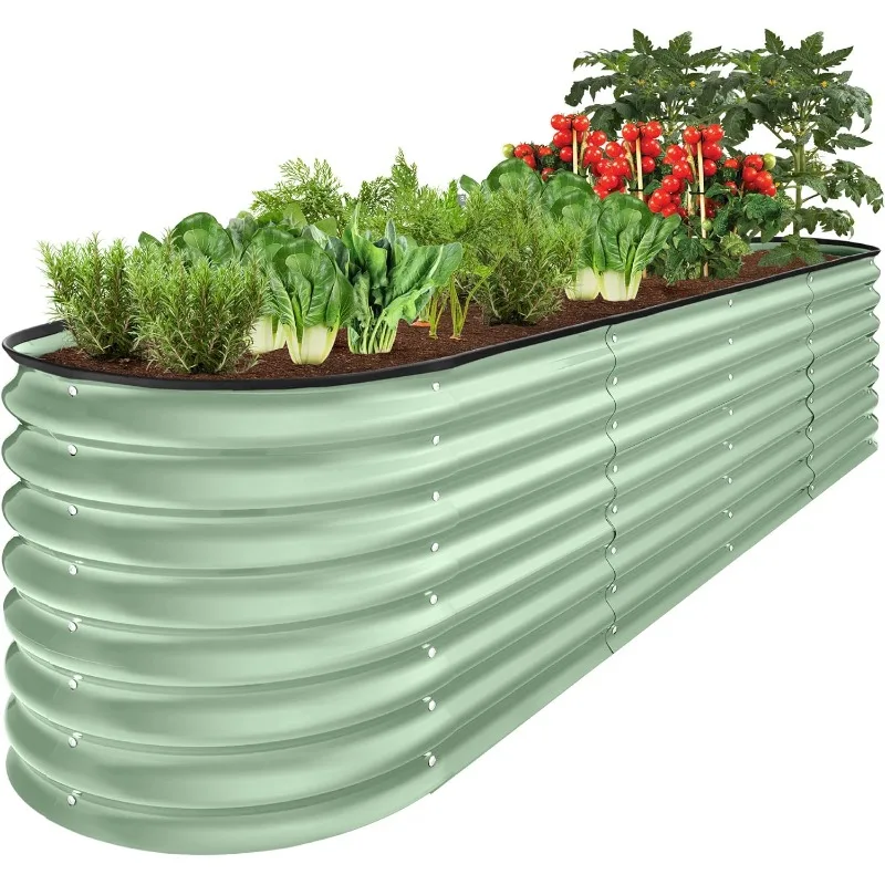 

Products 8x2x2ft Metal Raised Garden Bed, Oval Outdoor Deep Root Planter Box for Vegetables, Herbs w/ 4 Support Bars