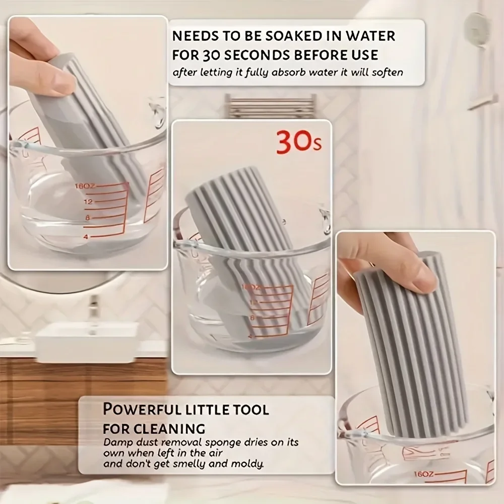 Cleaning Duster 5Pcs Damp Clean Sponge Portable Brush Cleaning Blinds Glass Vents Radiators Mirrors Window