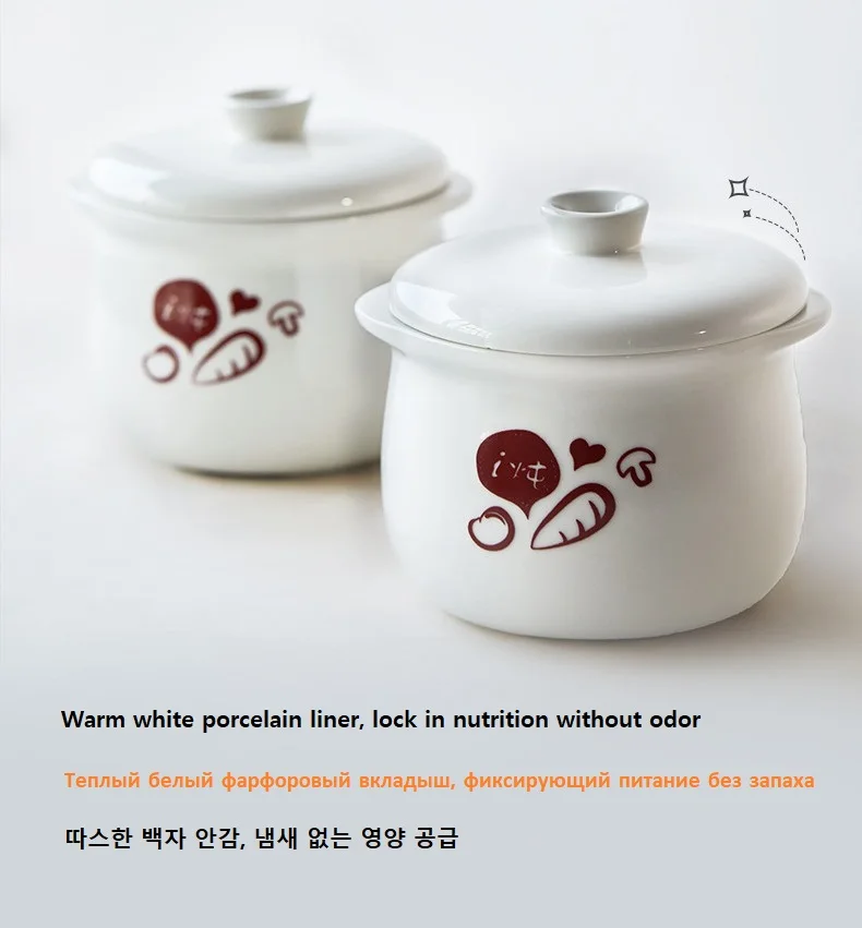 220V Electric Stewing Cooker 800ML Food Cooking Pot Machine Ceramic Slow Stewer Baby Food Cooker