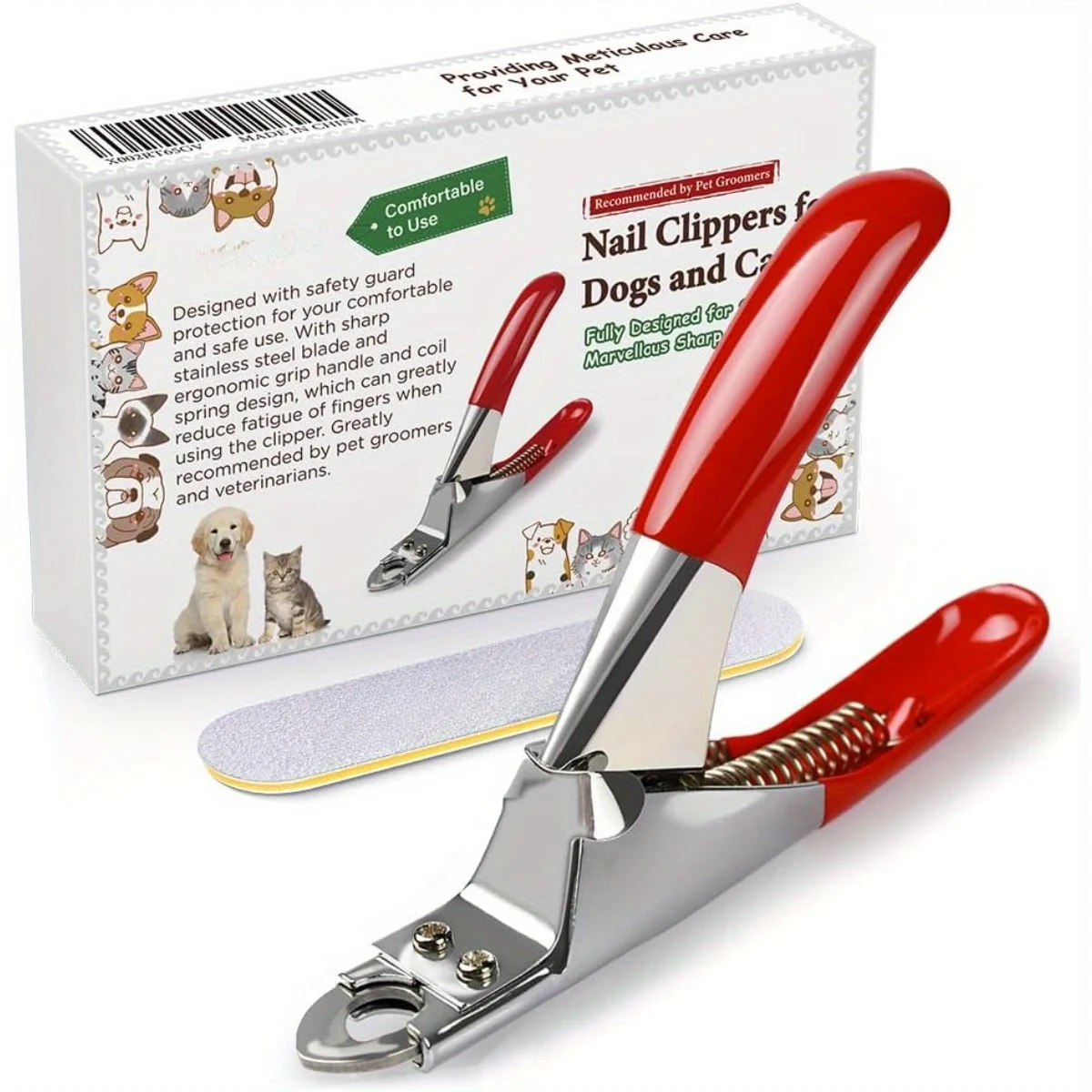 Dog Cat Pets Nail Clippers, Professional Pets Claw Trimmer with Free Nail File, Sharp Stainless Steel Blade, Slip Handles