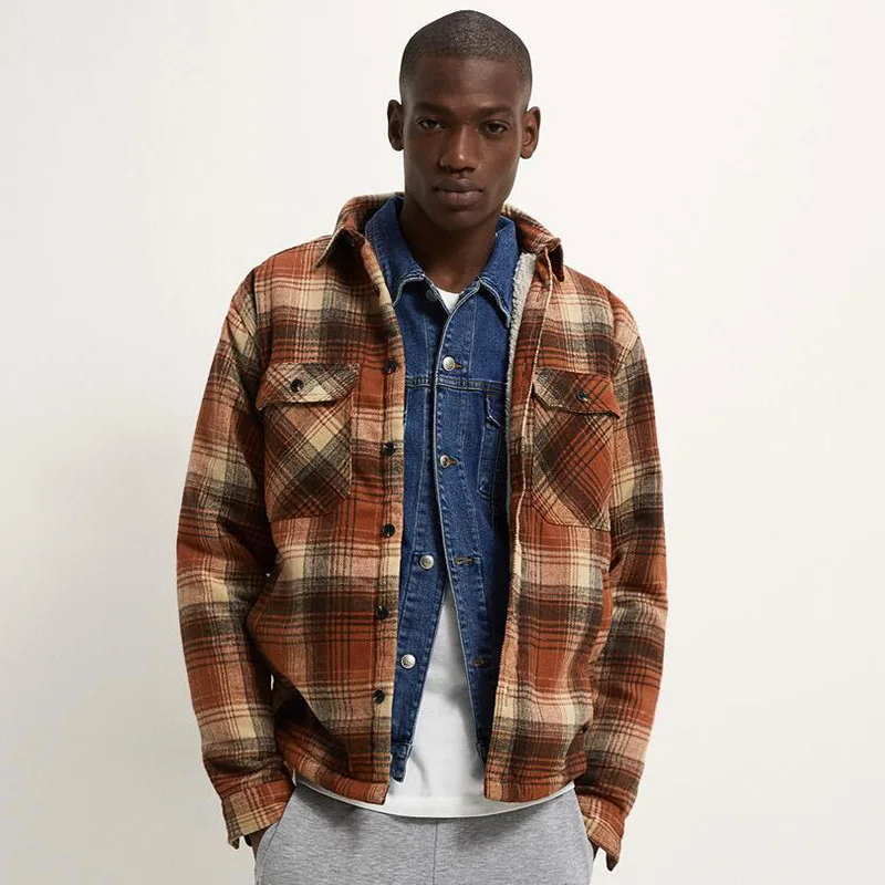 Autumn Winter Plaid Jacket Men's Casual 