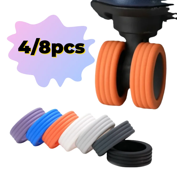 4/8 Pcs Silicone Rodas Protetor de Ruído Reduzir Bagagem de Viagem Mala Rodas Capa de Proteção Acessórios de Bagagem