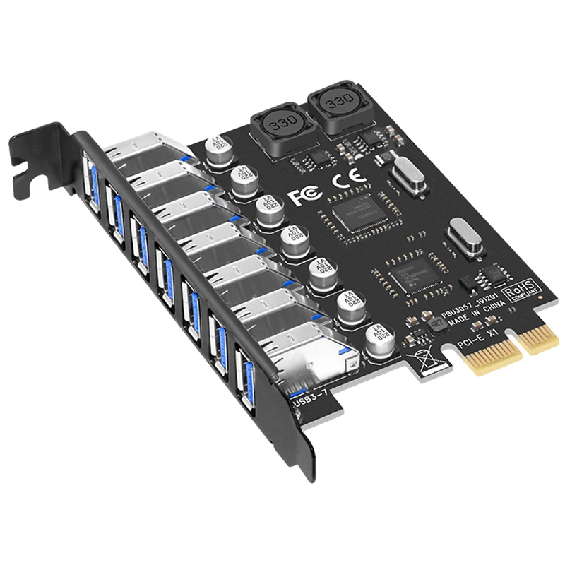 thumbnail image 1 of NUEVA tarjeta de expansión PCI Express X1 de 7 puertos USB 3.0, placa PCI-E PCI E USB 3.0, adaptador USB3 de 6 Gbps, controlador con chip NEC para PC de escritorio, 1 of 5
