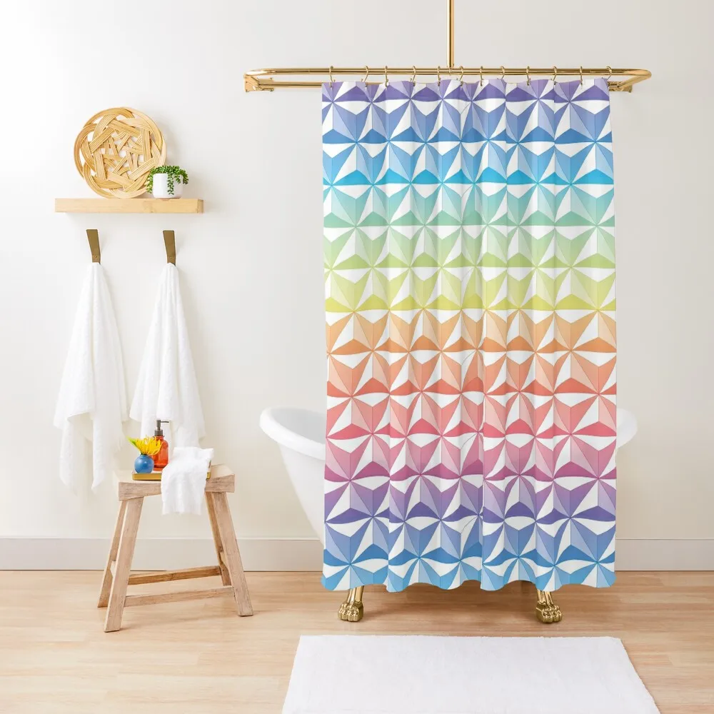 

Geodesic Sphere, Rainbow Shower Curtain Waterproof Bath And Anti-Mold Funny Shower Shower Sets For Bathroom Curtain