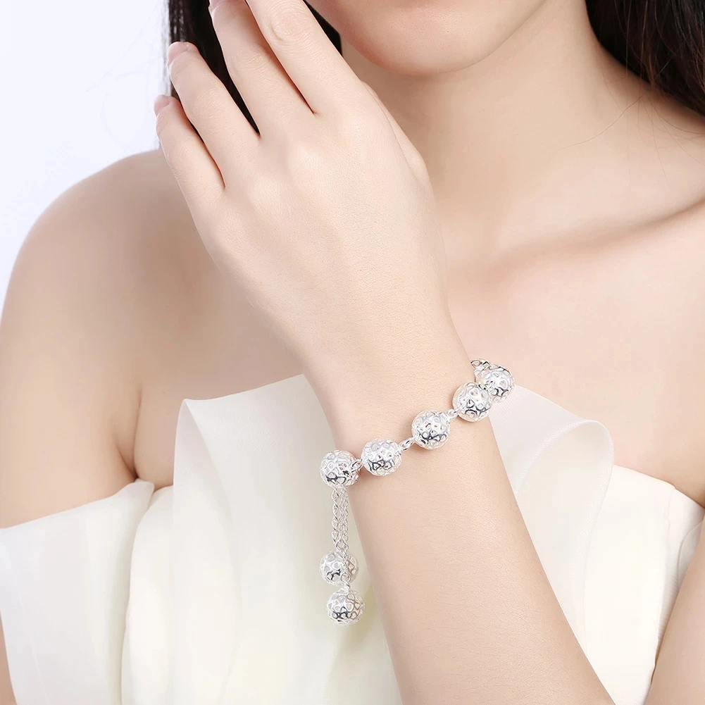 

European and American fashion exquisite jewelry 925 silver full three-dimensional ball girl bracelet girl festival wedding gift