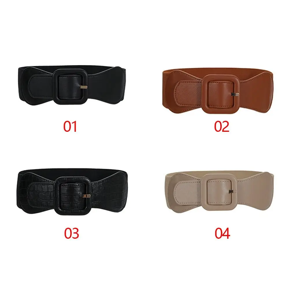 Wide Elastic Belt Solid Color with Pin Buckle Waistband Fashion Women Dress Coat Suit Decorative Waistband Exquisite Belt waist belt pin buckle belt