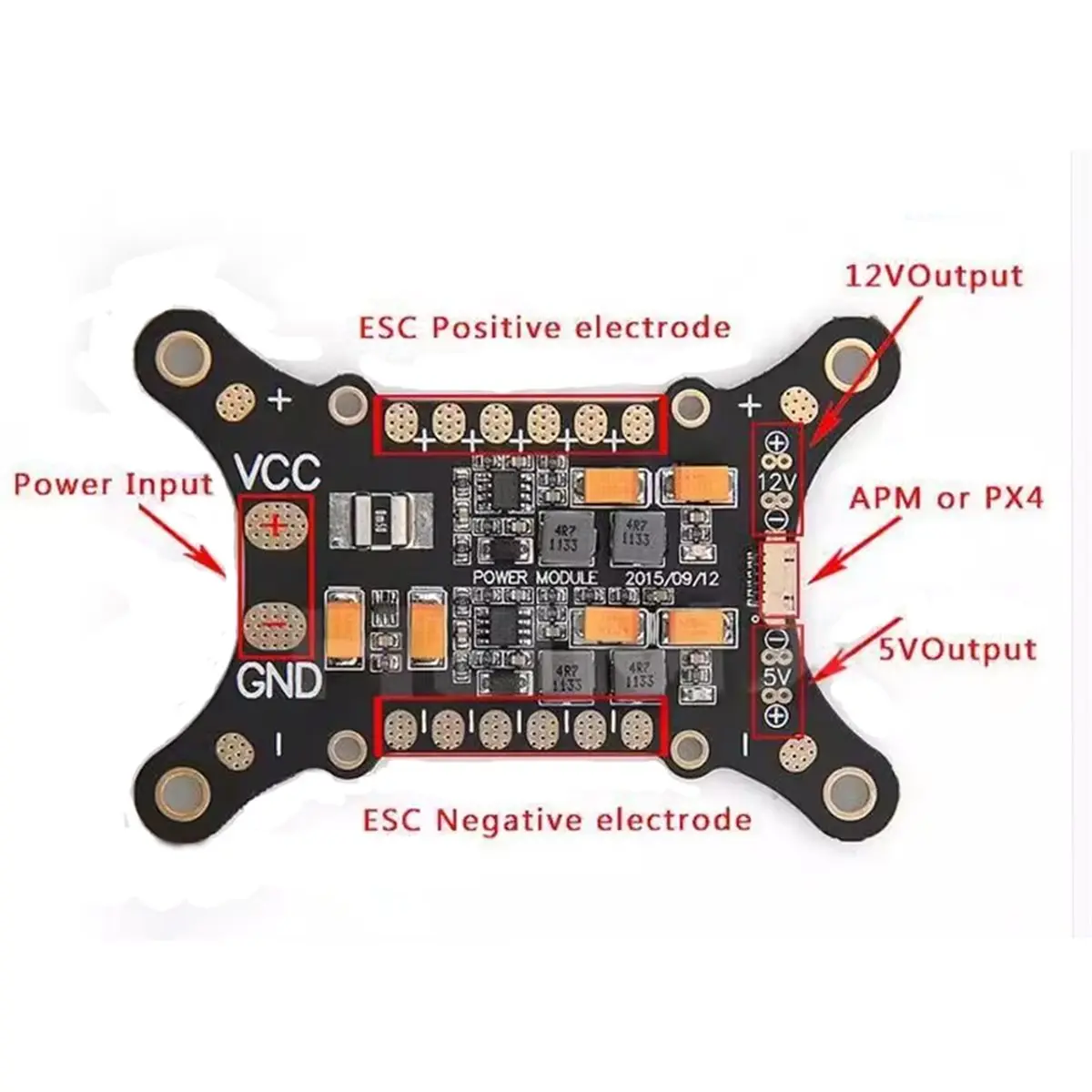 (A23G) APM PX4 5 in 1 댐핑 플레이트 PDB 슈퍼 쇼크 업소버 통합 전원 모듈 ESC 분배 보드 5V 및 12V BEC