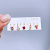5pcs/set Mixed Design Villains Stud Earrings for Women Girls Gold Color Cubic Zirconia Gift Jewelry 1