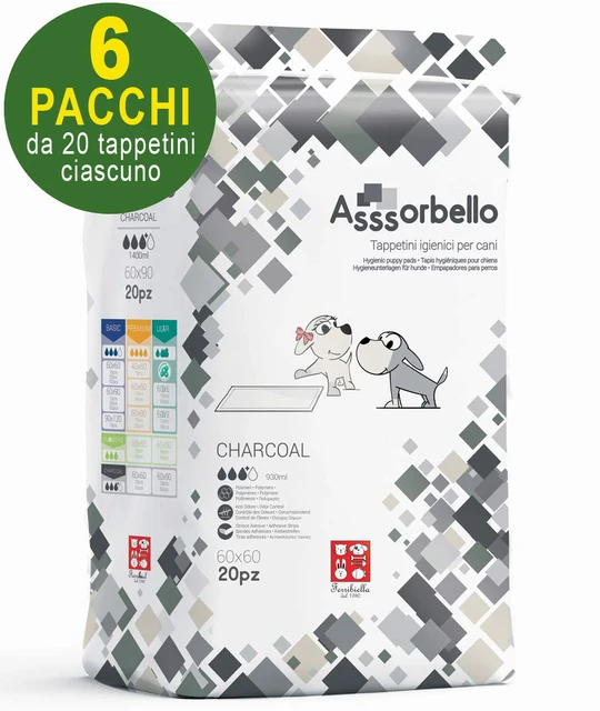 120 Tappetini igienici per cani Asssorbello Charcoal 60x60 - 6