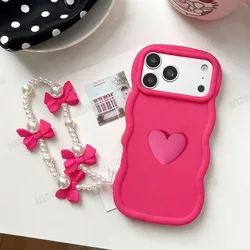 3D Love Heart Bow Hand Strap Shockproof Phone Case for Vivo V70 (Rose red)