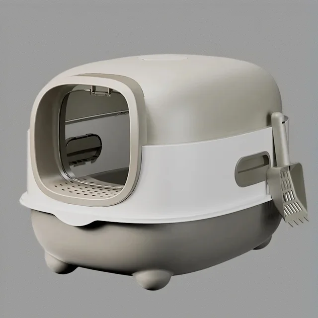 Fully Enclosed Cat Litter Box Large Size Anti Splash Deodorizing Antibacterial Toilet Tray For Indoor Cats Potty Cleaning Use