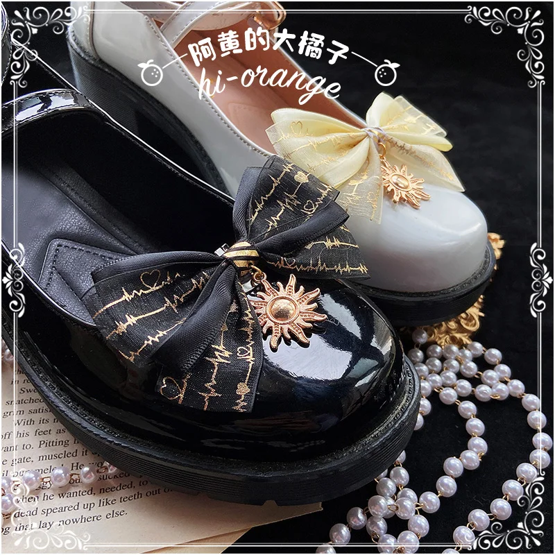 Bronzing Shoe Clip Lolita Cute Sweet Girls Bow Lace Shoe Ornament All-match Female Shoe Bucket Accessories