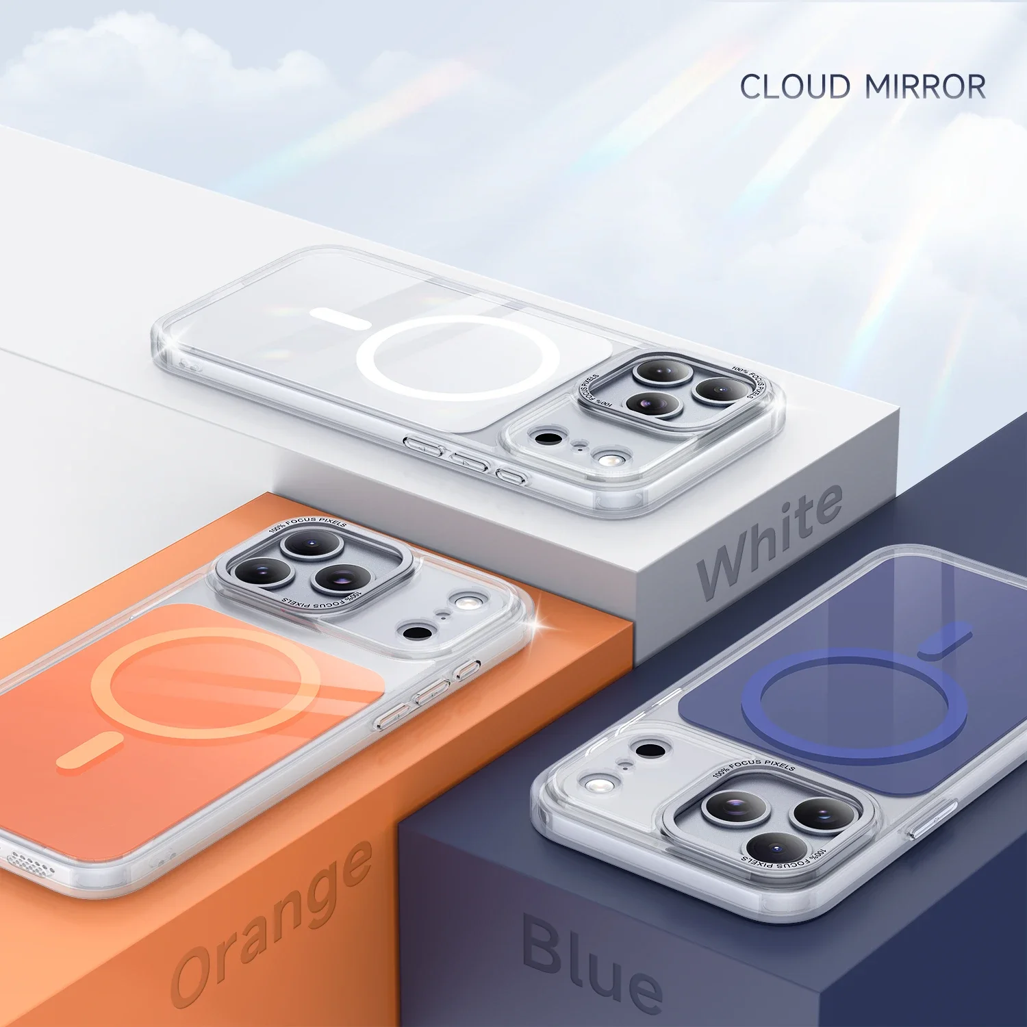 Official Clear Magnetic Phone Case with Metal Lens Protector - Shockproof Cover