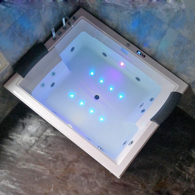 1800mm Bathroom Whirlpool Bathtub LED Colored Lights Indoor Spa Double People Surf Massage Tub K1136 4