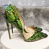Sexy Side Empty Lady Snake Patted High Heels 8-12cm Fashion Rivet Shoes For Women's Gladiator Green Stiletto Pumps Size 35-45 1
