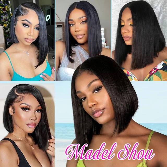 Bob Wig Human Hair 13x4 Hd Lace Front Human Hair Wigs For Black Women Glueless Lace Front Wigs Pre Plucked Pre Cut Straight Bob 6