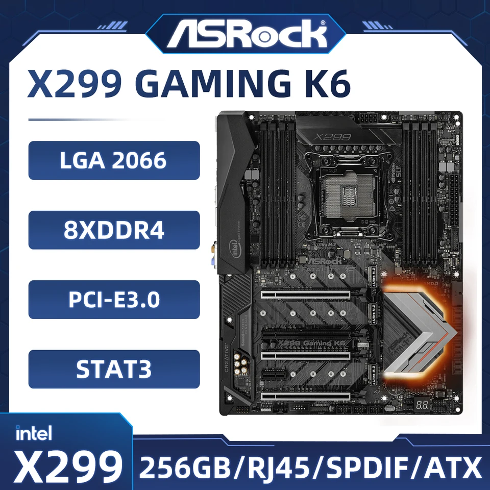 Płyta główna X299 ASROCK X299 płyta główna do gier K6 LGA 2066