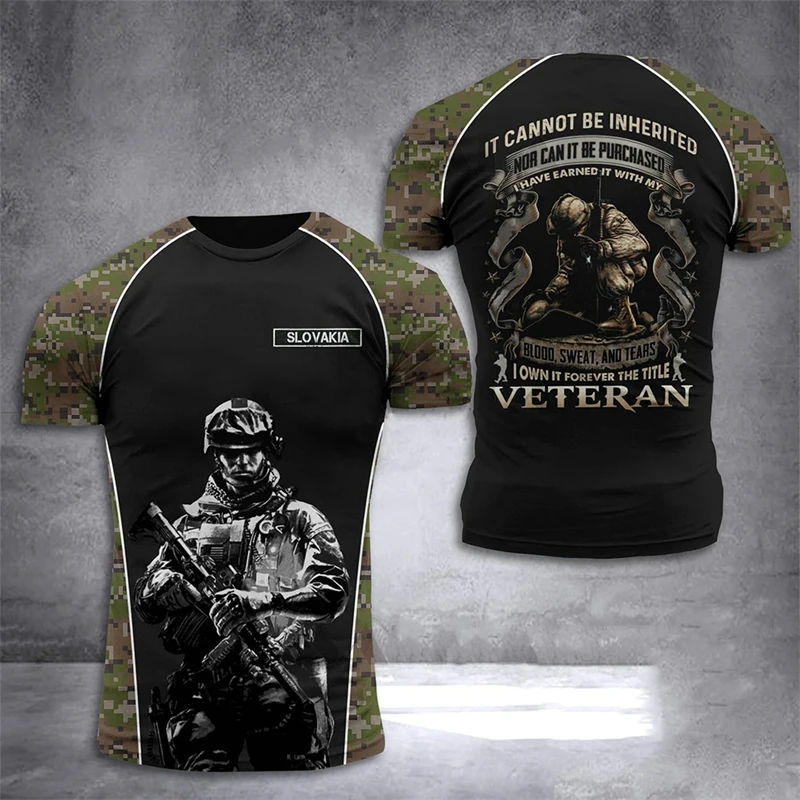 

Men's T Shirt Slovakia Army Print Veteran Soldier Tops Summer Street Military T-shirts O Neck Short Sleeve Oversized Clothing