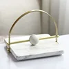 Modern Luxury Metal Tissue Holder, Dining Table Center Napkin Holder, Hotel Clubhouse, Imitation Marble Paperweight Decoration 4