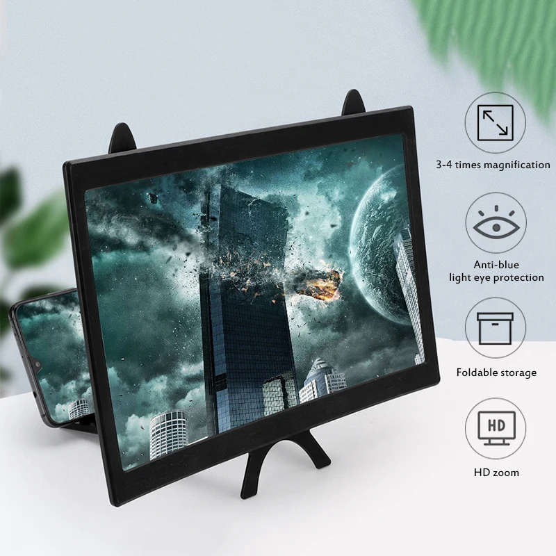 12-inch Smartphone Screen Amplifier Eyes Protection Curved Screen Portable For Mobile Phone Cellphone Holder Abs Folding phone screen amplifier