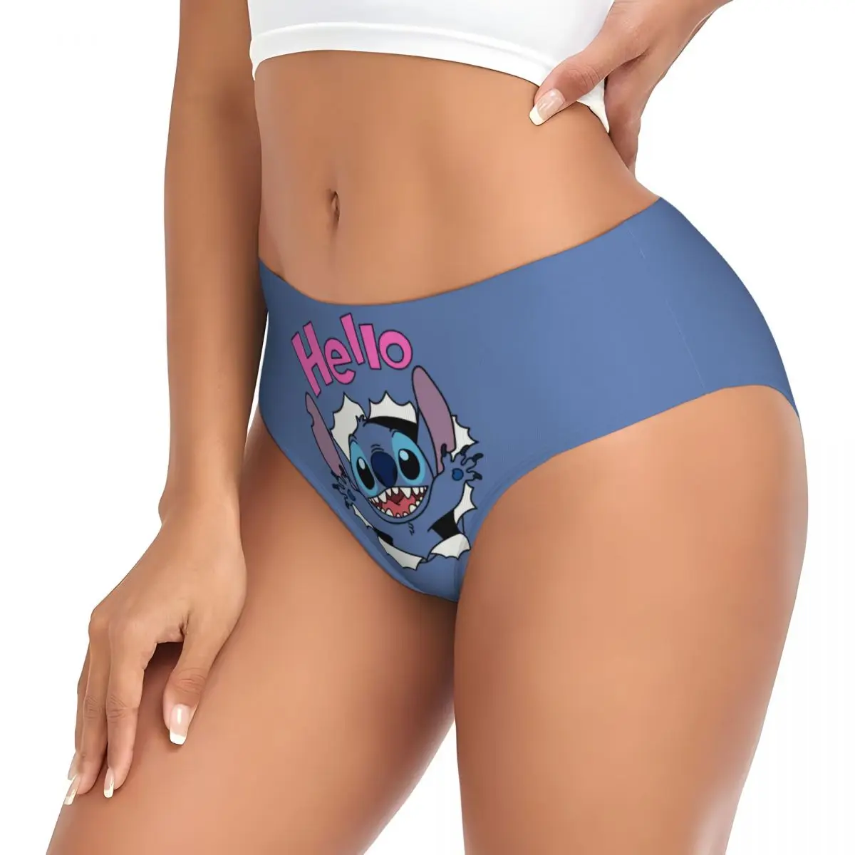 Kawaii Stitch Cartoon Women Underwear Brief Full Coverage No Show Hello Stitch Ladies Panties 3