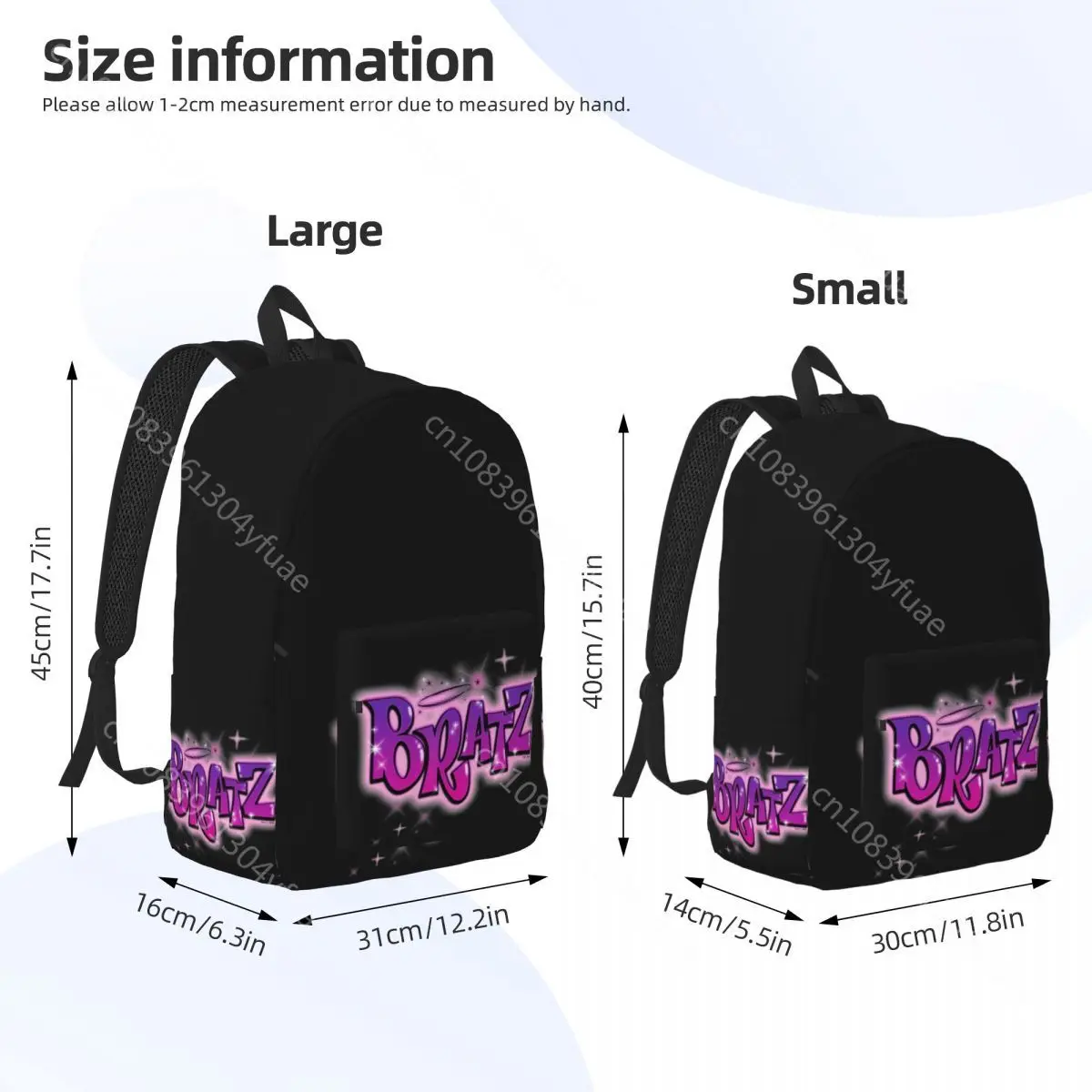 Bratz Pink Backpack Y2k Dolls Kawaii Outdoor Backpacks Male Style School Bags Custom Lightweight Rucksack