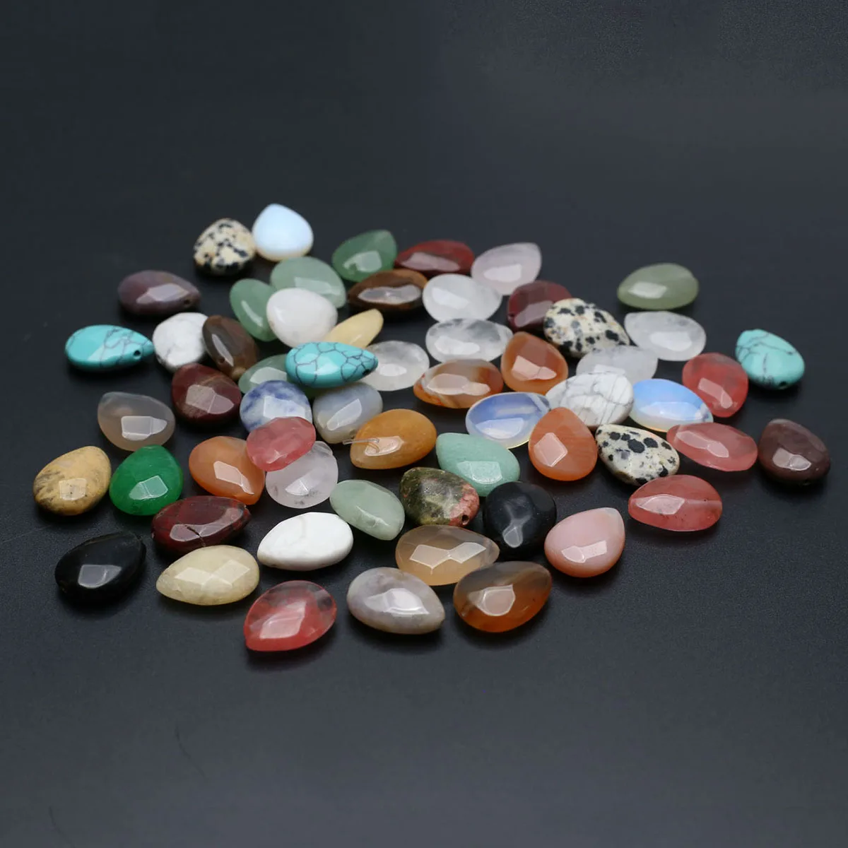 30PCS Wholesale Water Droplet Shape Faceted Natural Stone Beads Charm Jewelry Making DIY Necklace Bracelet Accessories Gift