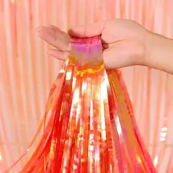 Vibrant Candy - Colored Rain Curtain for Birthday Party Decor and Photo Props (Red)