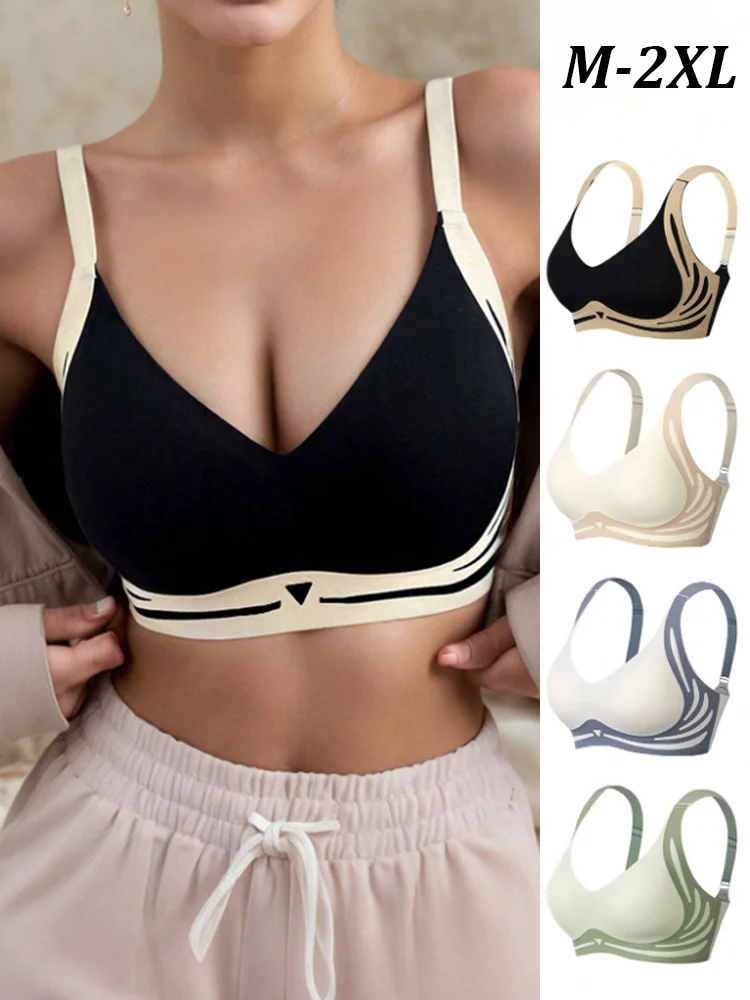 Women's Push-up Gather Wireless Bra Women Gathered Up Soft Support Adjustable Underwear Anti-sagging Seamless Lift-up Bra M-2XL 1