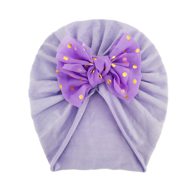 New 10color Bronzing Bow Children's Hat Baby Cute Soft Solid Color Headscarf Indian Hat  Baby Girl Headbands  Baby Bows